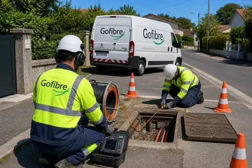 Technicien fibre optique en intervention